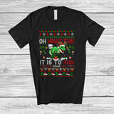 MacnyStore - Personalized What Fun It Is To Run; Wonderful Christmas Sweater T-Rex; Custom Name Running Runner T-Shirt