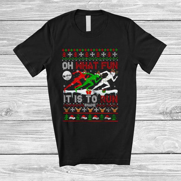 MacnyStore - Personalized What Fun It Is To Run; Wonderful Christmas Sweater; Custom Name Running Runner T-Shirt