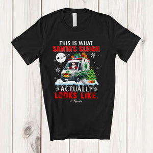 MacnyStore - Personalized What Santa's Sleigh Looks Like; Joyful Christmas Ambulance; Custom Name Driver T-Shirt