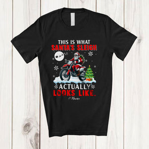 MacnyStore - Personalized What Santa's Sleigh Looks Like; Joyful Christmas Dirt Bike; Custom Name Rider T-Shirt