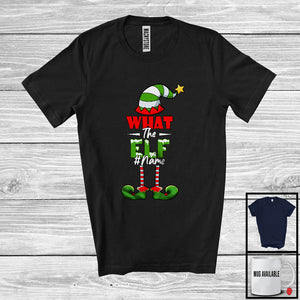 MacnyStore - Personalized What The Elf; Sarcastic Christmas Elf Shoes Hat; Custom Name Family Group T-Shirt