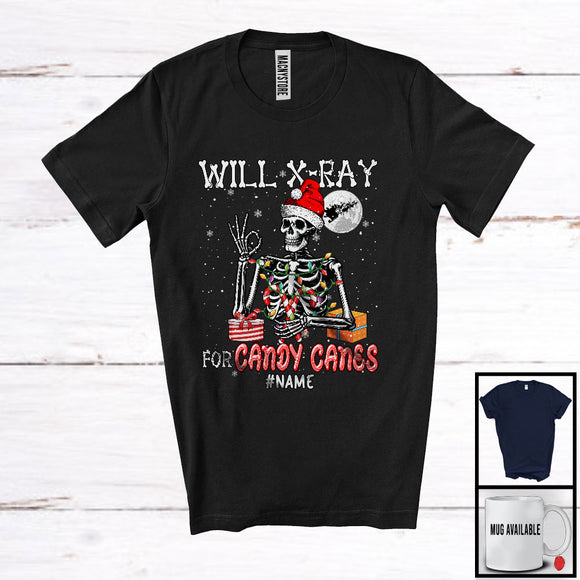 MacnyStore - Personalized Will X-Ray For Candy Canes; Amazing Christmas Skeleton; Custom Name Radiology T-Shirt