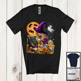 MacnyStore - Personalized Witch Reading Book With Beer, Awesome Halloween Custom Name Witch, Drinking Drunker T-Shirt