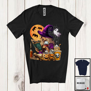 MacnyStore - Personalized Witch Reading Book With Wine, Awesome Halloween Custom Name Witch, Drinking Drunker T-Shirt