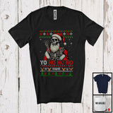 MacnyStore - Personalized Yo Ho3; Awesome Christmas Sweater Santa Skeleton; Custom Name Family Group T-Shirt