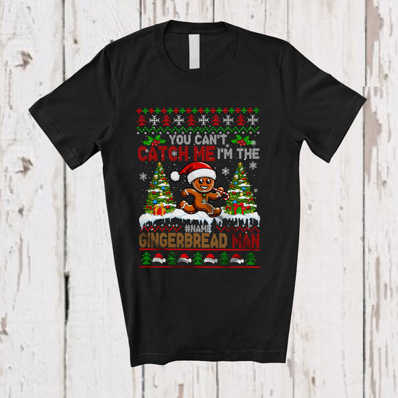 MacnyStore - Personalized You Can't Catch Me; Humorous Christmas Sweater Gingerbread Running; Baking T-Shirt