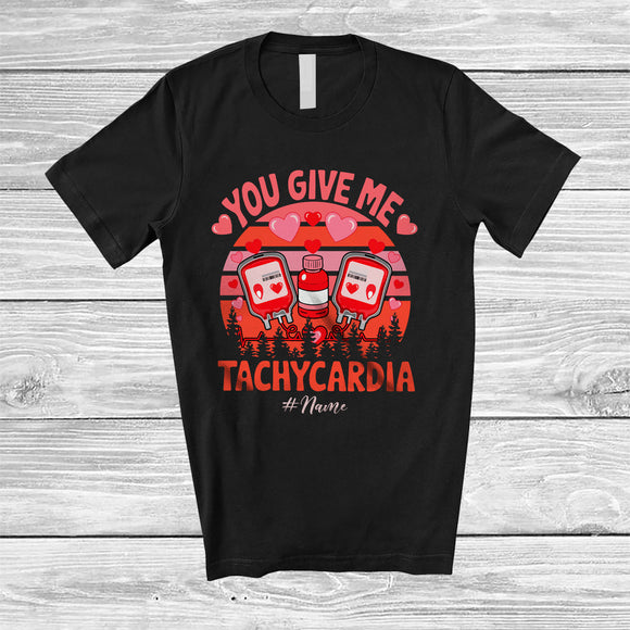 MacnyStore - Personalized You Give Me Tachycardia; Lovely Valentine Hearts Retro; Custom Name Nurse Nursing T-Shirt