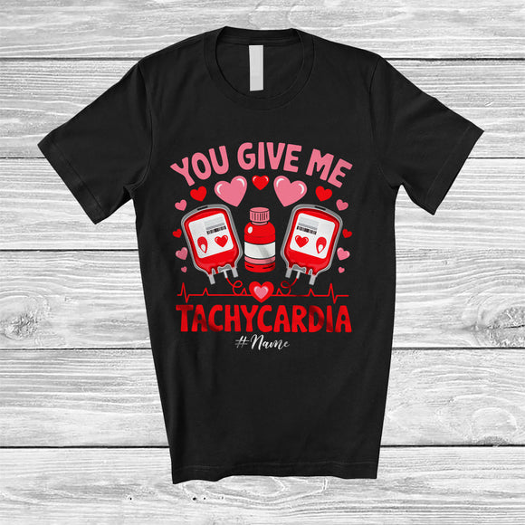 MacnyStore - Personalized You Give Me Tachycardia; Lovely Valentine Hearts; Custom Name Nurse Nursing T-Shirt