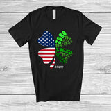 MacnyStore - Personalized Zero Lucks Given; Proud St. Patrick's Day Lucky; Custom Name American Flag Shamrock T-Shirt