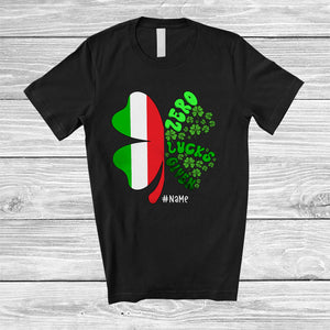 MacnyStore - Personalized Zero Lucks Given; Proud St. Patrick's Day Lucky; Custom Name Italian Flag Shamrock T-Shirt