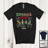 MacnyStore - Personalized Zombies Squad, Humorous Halloween Custom Name Boy Zombies, Family Group T-Shirt