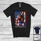 MacnyStore - Personalized 'Merica, Proud 4th Of July Custom Name Horse Owner, USA Flag Patriotic T-Shirt