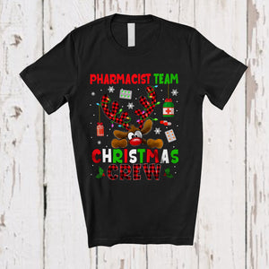 MacnyStore - Pharmacist Team Christmas Crew; Fantastic X-mas Red Plaid Reindeer Face; Proud Careers Jobs T-Shirt