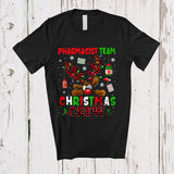 MacnyStore - Pharmacist Team Christmas Crew; Fantastic X-mas Red Plaid Reindeer Face; Proud Careers Jobs T-Shirt