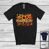 MacnyStore - Pharmacist Thankful; Wonderful Thanksgiving Sunflowers Fall Leaves; Family Group T-Shirt