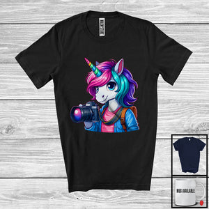 MacnyStore - Photographer Unicorn; Cute Magical Unicorn Photographer Worker; Proud Careers Jobs Group T-Shirt