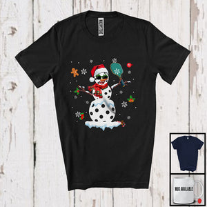 MacnyStore - Pickleball Santa Snowman Cosplay; Cheerful Christmas Pickleball Sport Player Playing Team; Snow T-Shirt