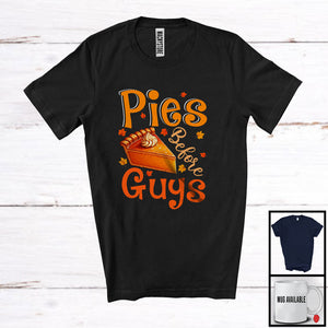 MacnyStore - Pies Before Guys; Humorous Thanksgiving Fall Autumn Leaf; Matching Couple Adult Family T-Shirt