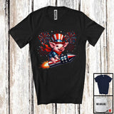 MacnyStore - Pig Riding Firecracker, Humorous 4th Of July USA Fireworks, Patriotic Farm Animal Farmer T-Shirt