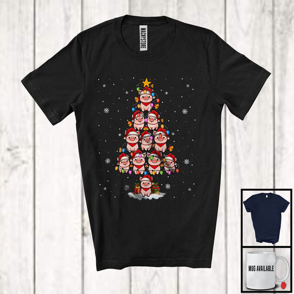 MacnyStore - Pig Santa Christmas Tree; Awesome X-mas Snowing Lights Pig Owner; Animal Lover T-Shirt