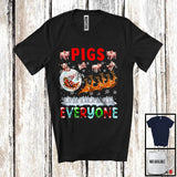 MacnyStore - Pigs For Everyone; Fantastic Christmas Pig Santa Sleigh; X-mas Snowing Family Farmer T-Shirt