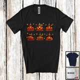 MacnyStore - Pilgrim Carved Pumpkin Emotions Collection, Lovely Thanksgiving Costume Fall Leaves, Family T-Shirt