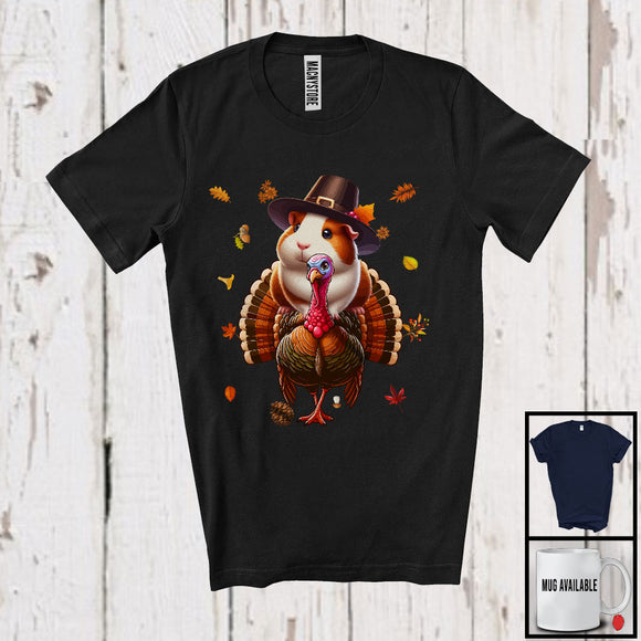 MacnyStore - Pilgrim Guinea Pig Riding Turkey; Awesome Thanksgiving Autumn Leaves Turkey; Family T-Shirt