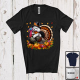 MacnyStore - Pilgrim Poodle Riding Turkey; Lovely Thanksgiving Fall Leaves Pumpkin Turkey Lover; Family Group T-Shirt