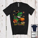 MacnyStore - Pilgrim T-Rex With Pumpkins Turkey, Awesome Thanksgiving Fall Leaves, Animal Lover T-Shirt