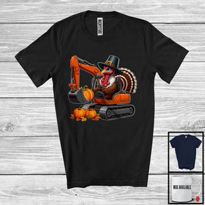 MacnyStore - Pilgrim Turkey Driving Excavator, Wonderful Thanksgiving Pumpkins Driver Team, Family Group T-Shirt