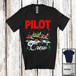 MacnyStore - Pilot Crew; Cheerful Christmas Three Santa Elf Reindeer Jobs Tools; Proud Careers T-Shirt