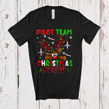 MacnyStore - Pilot Team Christmas Crew; Fantastic X-mas Red Plaid Reindeer Face; Proud Careers Jobs T-Shirt