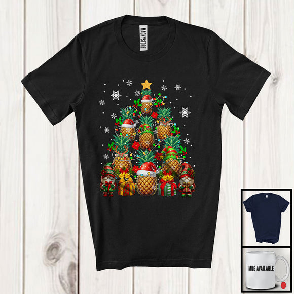 MacnyStore - Pineapple Christmas Tree Shape; Amazing X-mas Lights Gnomes Lover; Matching Fruit Group T-Shirt