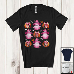 MacnyStore - Pink Plaid Bow Pumpkin Boo Collection; Adorable Halloween Witch Ghost; Family Group T-Shirt