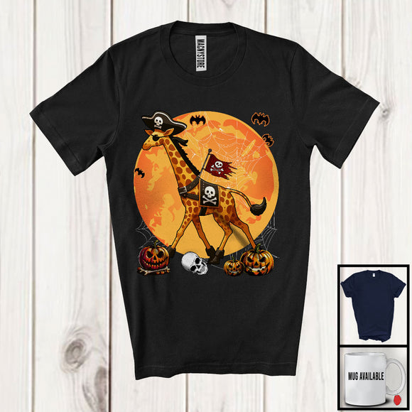 MacnyStore - Pirate Giraffe With Sword, Humorous Halloween Costume Giraffe Pirate Cosplay, Family Group T-Shirt