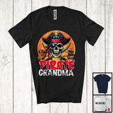 MacnyStore - Pirate Grandma, Amazing Halloween Costume Pirate Skull Lover, Moon Matching Family Group T-Shirt