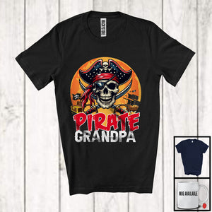 MacnyStore - Pirate Grandpa, Amazing Halloween Costume Pirate Skull Lover, Moon Matching Family Group T-Shirt