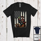 MacnyStore - Pirate Skeleton Drinking Treasures, Humorous 4th Of July American Flag Pirate, Patriotic Lover T-Shirt