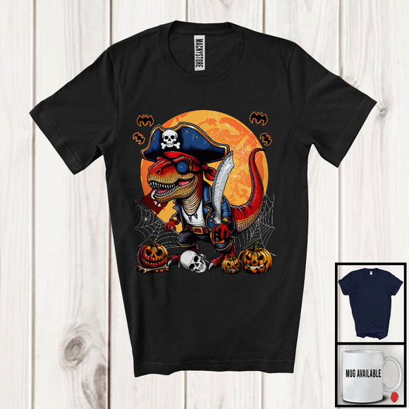 MacnyStore - Pirate T-Rex With Sword, Humorous Halloween Costume Dinosaur Pirate Cosplay, Family Group T-Shirt