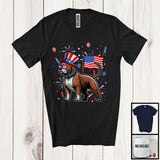 MacnyStore - Pit Bull With American Flag Fireworks, Awesome 4th Of July Pit Bull Lover, Patriotic Group T-Shirt