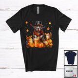 MacnyStore - Pit Bull With Coffee Smoothie, Wonderful Thanksgiving Pumpkins Drinks Fall Leaves T-Shirt