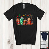 MacnyStore - Plaid Coffee Snowing Around; Amazing Christmas Snowing Santa Coffee; X-mas Family Group T-Shirt