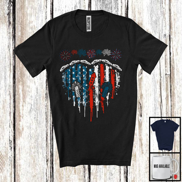 MacnyStore - Police Car Heart Shape American Flag, Awesome 4th Of July Police Car Driver, Patriotic Group T-Shirt