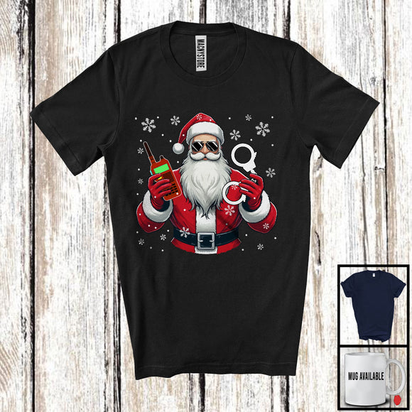 MacnyStore - Police Officer Santa, Awesome Christmas Santa Sunglasses, Snowing Matching Careers Group T-Shirt