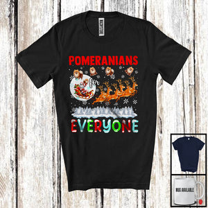 MacnyStore - Pomeranians For Everyone; Fantastic Christmas Pomeranian Santa Sleigh; X-mas Snowing Family T-Shirt