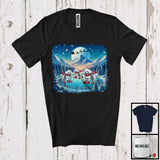 MacnyStore - Poodle Skating; Adorable Christmas Snowing Santa Sleigh Skating Group; X-mas Animal Lover T-Shirt