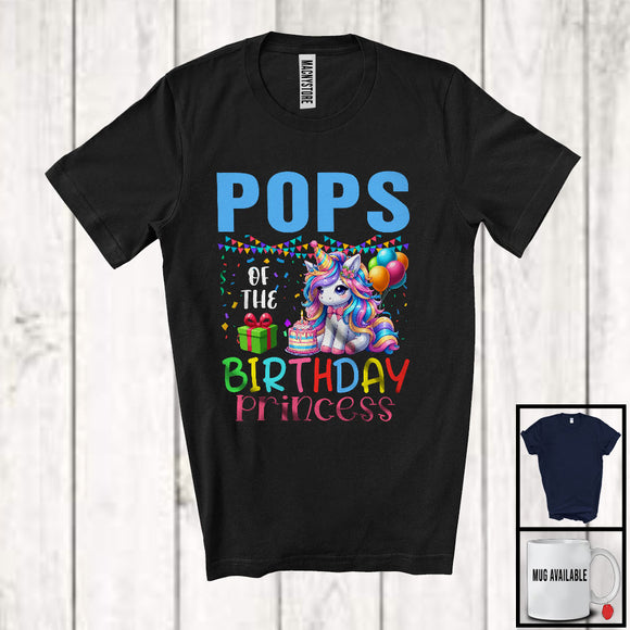 MacnyStore - Pops Of The Birthday Princess, Joyful Birthday Party Celebration Unicorn Lover, Family Group T-Shirt