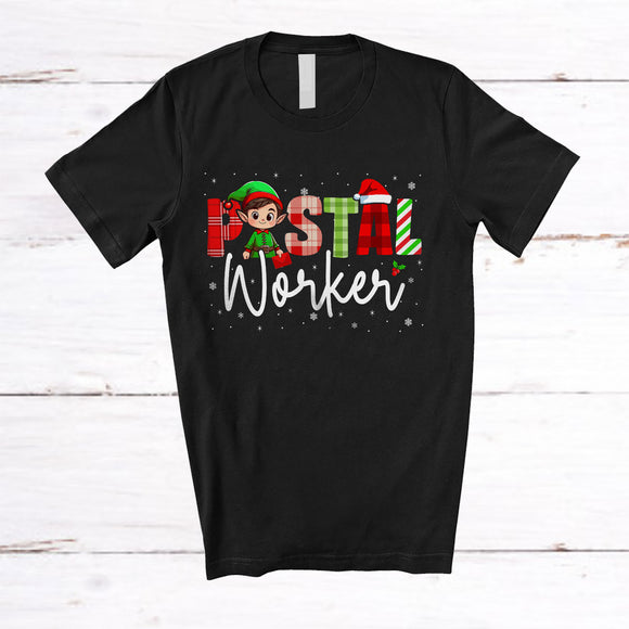 MacnyStore - Postal Worker; Wonderful Christmas Plaid Elf Pajamas; Jobs Careers Postal WorkerSquad T-Shirt