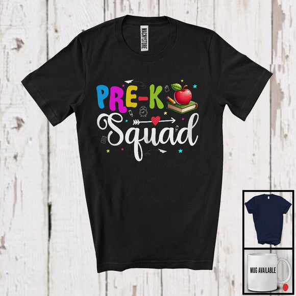 MacnyStore - Pre-K Squad, Colorful Back To School Things Teacher Student, Matching Team Group T-Shirt