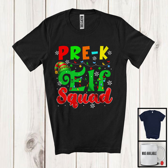 MacnyStore - Pre-K ELF Squad; Cheerful Christmas Lights ELF; School Students Teacher Group T-Shirt